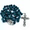 Kitcheniva 22" 8mm Blue Marble Glass Beads Saint St Francis Rosary Necklace